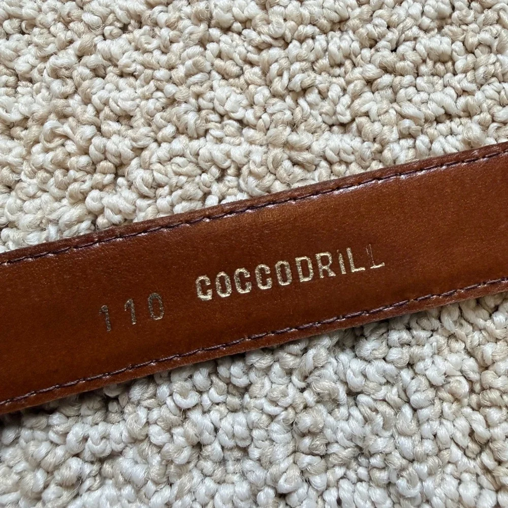 Yves Saint Laurent Vintage Brown Crocodile Embossed Leather Belt YSL Buckle 110